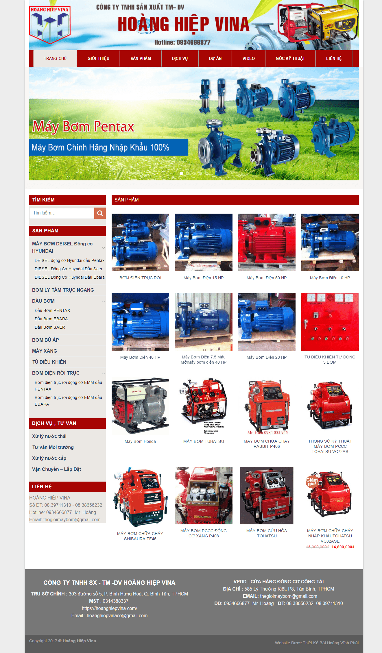 Thiết kế web bán máy bơm - MB01